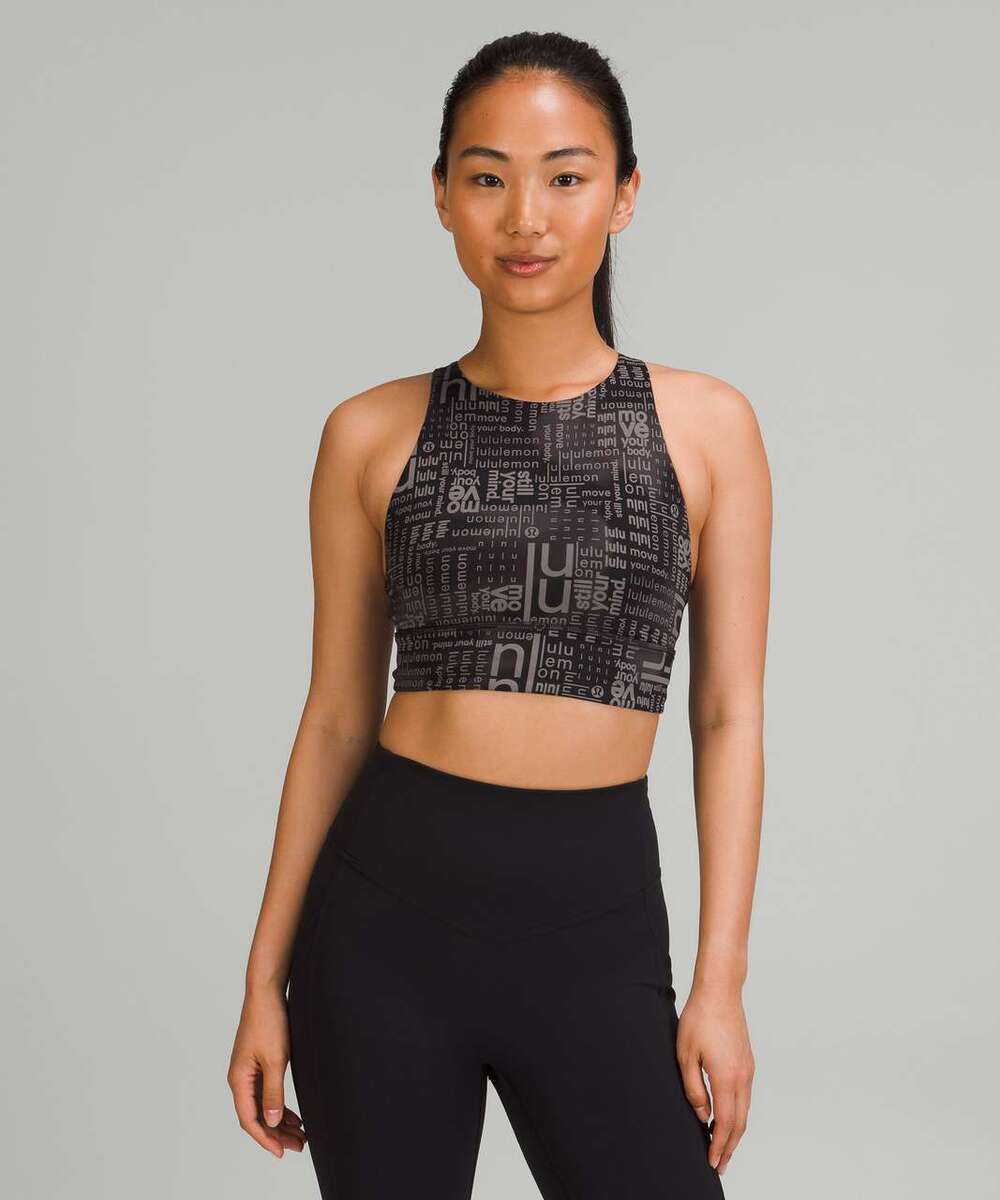 Lululemon Energy High-Neck Longline Bra Ombre Black Multi Size 6